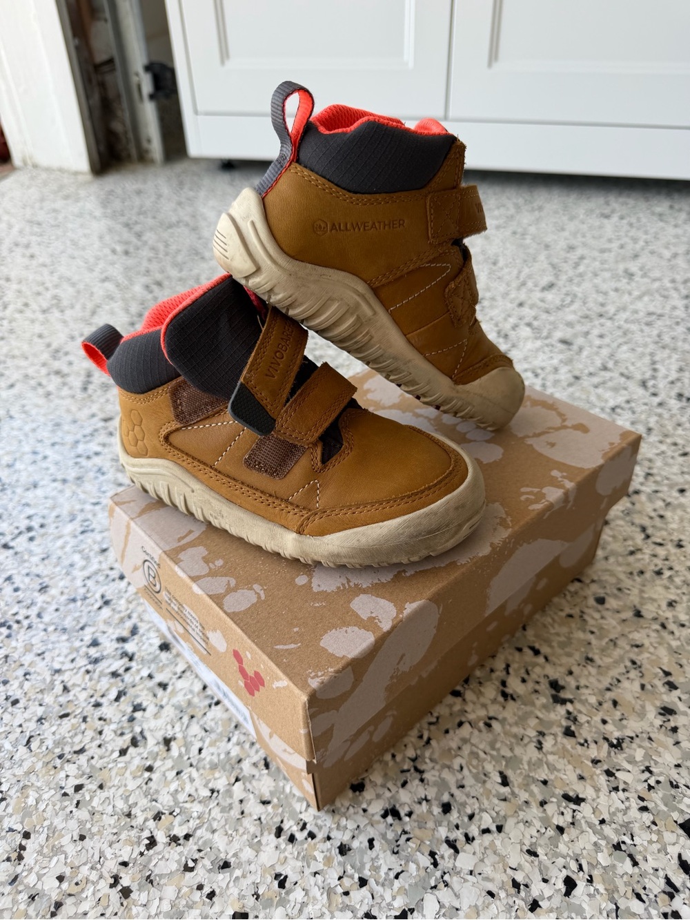 Vivo Barefoot Thermal Kids All-Weather Brown & Orange High-Top Boots